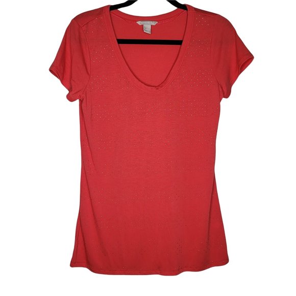 Banana Republic Tops - Banana Republic Salmon Orange Gold Decoration Scoop Neck Short Sleeve Size Med